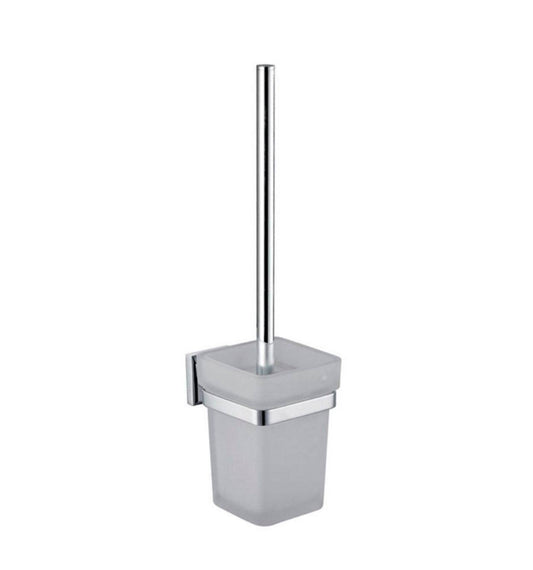 Kube Bath Aqua Nuon Toilet Brush With Frosted Glass Cup - Chrome - Renoz