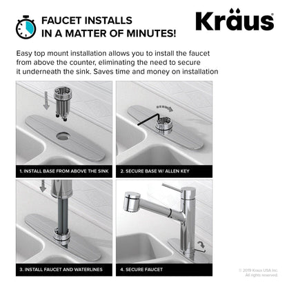 Kraus Oletto 15.75" Single Handle Pull-Down Kitchen Faucet in Brushed Brass