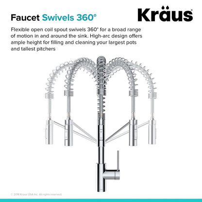 Kraus Oletto 21.75" Commercial Style Pull-Down Kitchen Faucet in Chrome