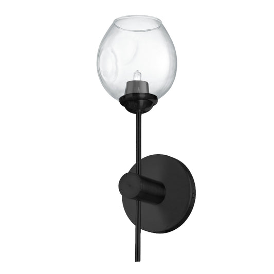 Dainolite 1 Light Halogen Matte Black Vanity Light w/ Clear Glass - Renoz