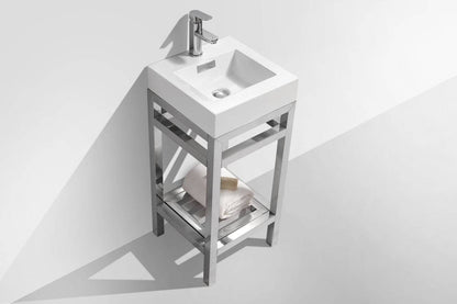 Kube Bath Cisco 16" Stainless Steel Console Bathroom Vanity With White Acrylic Sink