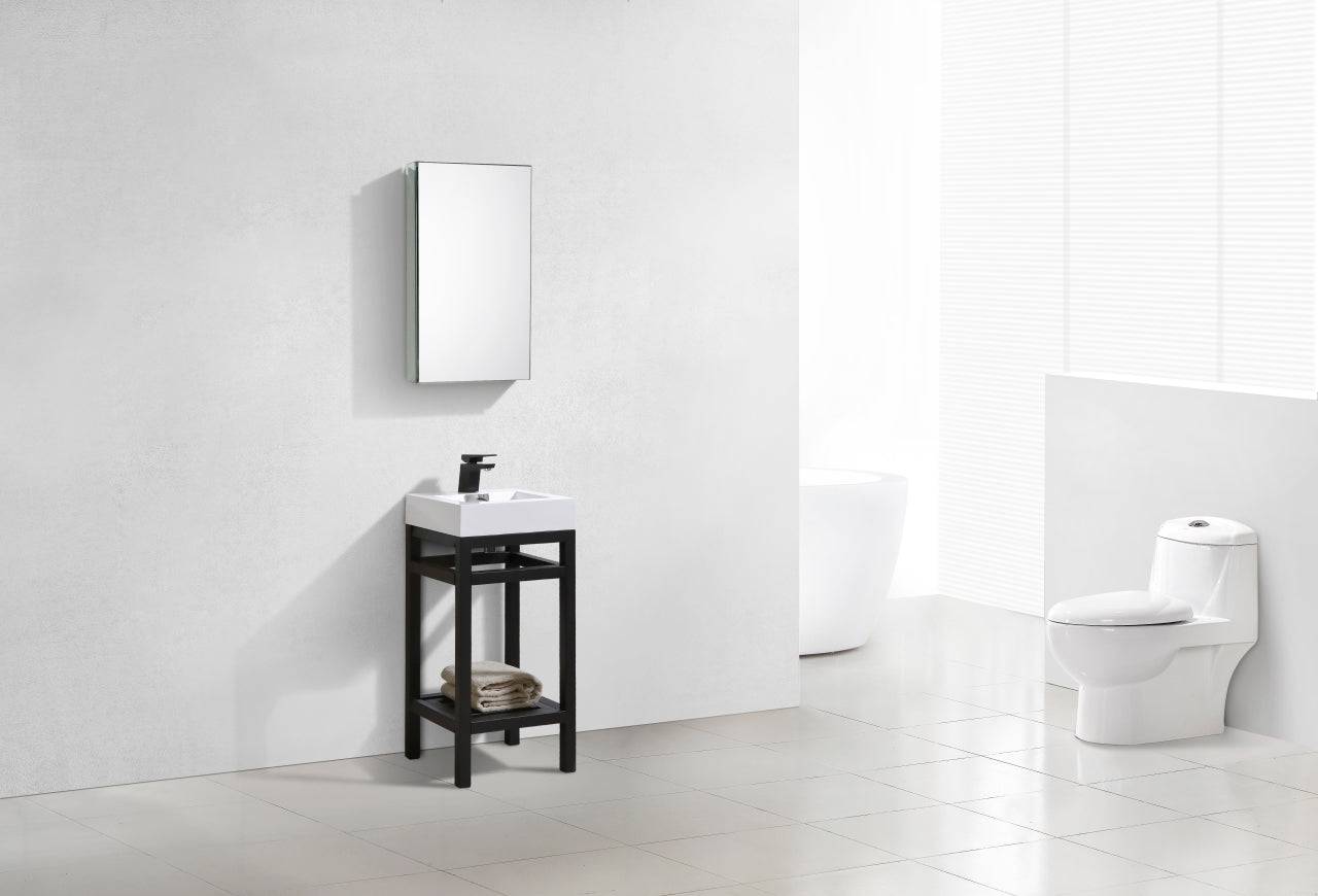Kube Bath Cisco 16" Stainless Steel Console Bathroom Vanity With White Acrylic Sink - Renoz