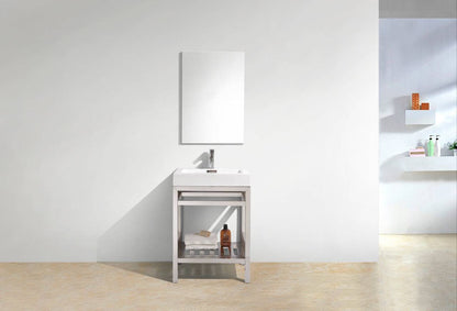 Kube Bath Cisco 24" Stainless Steel Console Bathroom Vanity With White Acrylic Sink - Renoz