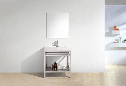 Kube Bath Cisco 30" Stainless Steel Console Bathroom Vanity With White Acrylic Sink - AC30 - Renoz