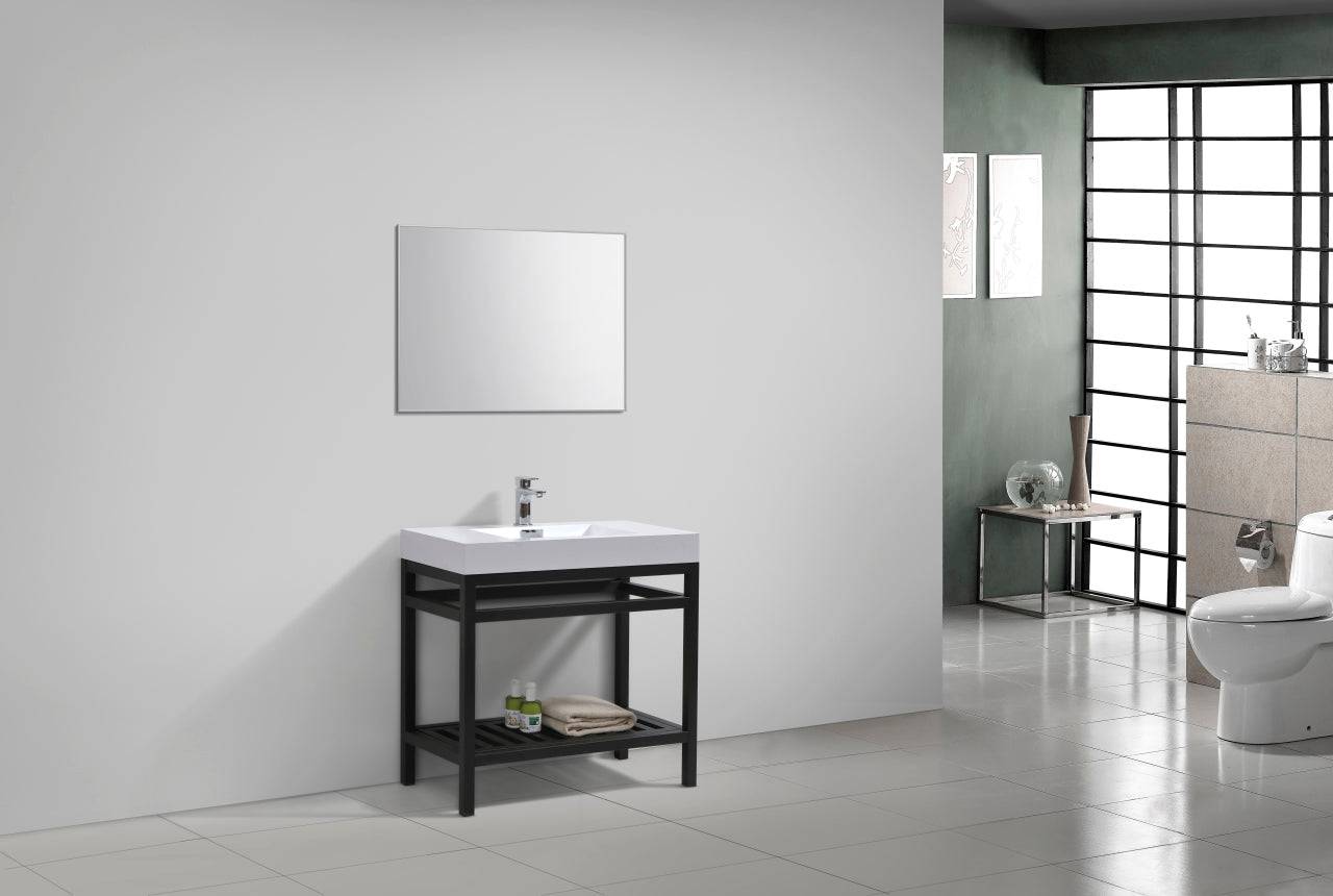 Kube Bath Cisco 36" Stainless Steel Console Bathroom Vanity With White Acrylic Sink - Renoz