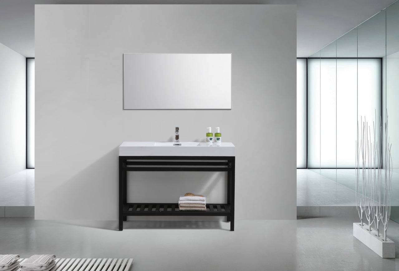 Kube Bath Cisco 48" Stainless Steel Console Bathroom Vanity With White Acrylic Sink - Renoz