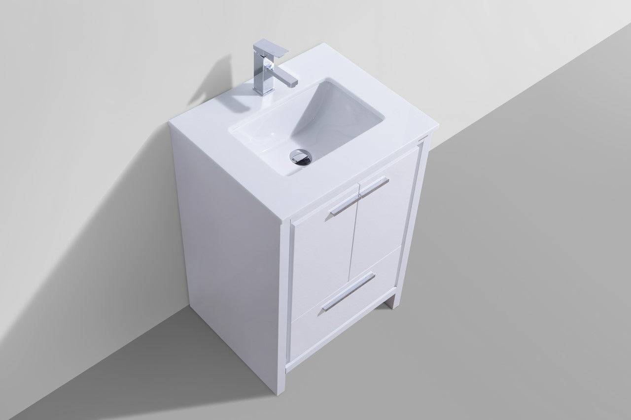 Kube Bath Dolce 24" Floor Mount Bathroom Vanity With White Quartz Countertop With 2 Doors And 1 Drawer AD624 - Renoz