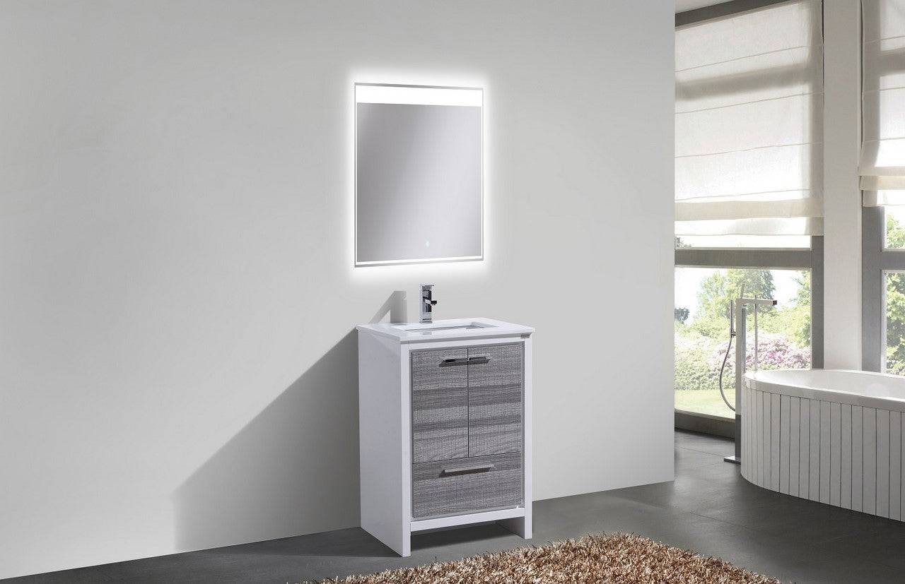 Kube Bath Dolce 24" Floor Mount Bathroom Vanity With White Quartz Countertop With 2 Doors And 1 Drawer AD624 - Renoz