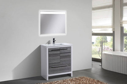 Kube Bath Dolce 30" Floor Mount Bathroom Vanity With White Quartz Countertop With 2 Doors And 1 Drawer AD630