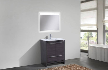 Kube Bath Dolce 30" Floor Mount Bathroom Vanity With White Quartz Countertop With 2 Doors And 1 Drawer AD630