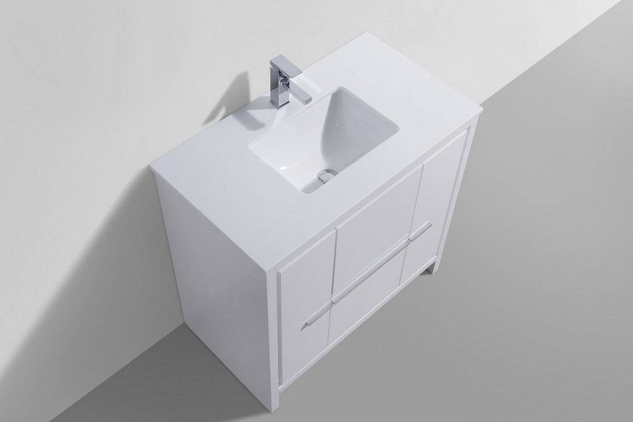 Kube Bath Dolce 36" Floor Mount Bathroom Vanity With Quartz Countertop With 2 Doors And 2 Drawers AD636