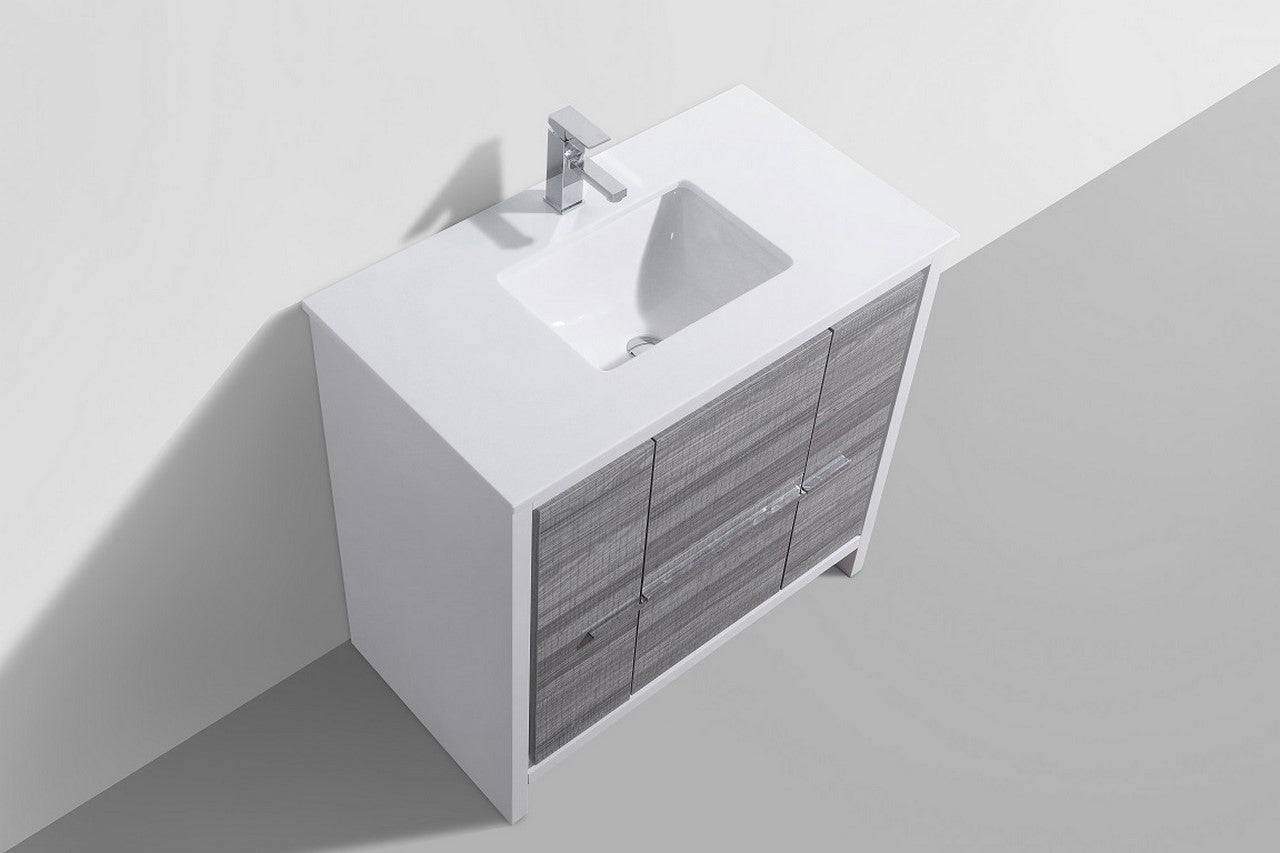 Kube Bath Dolce 36" Floor Mount Bathroom Vanity With Quartz Countertop With 2 Doors And 2 Drawers AD636 - Renoz