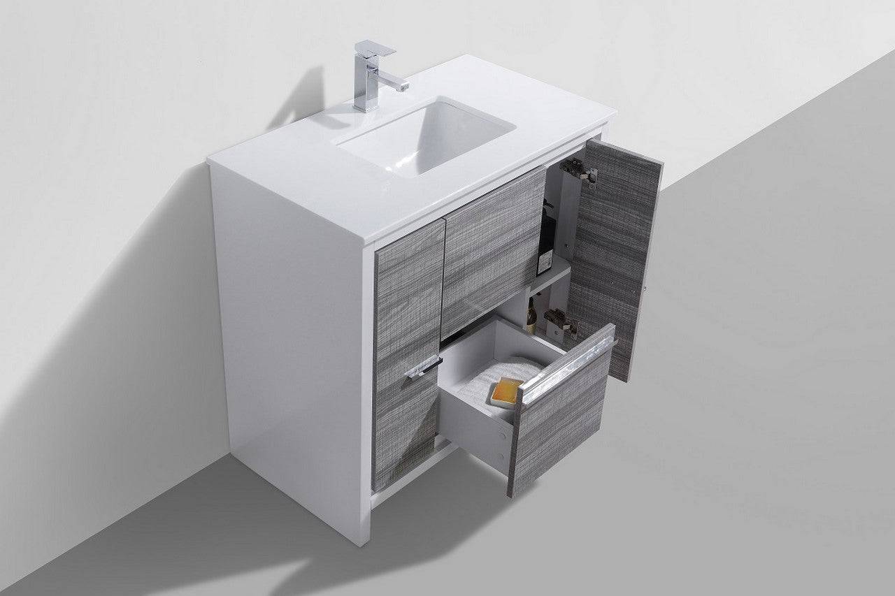 Kube Bath Dolce 36" Floor Mount Bathroom Vanity With Quartz Countertop With 2 Doors And 2 Drawers AD636