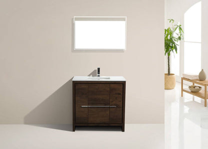 Kube Bath Dolce 36" Floor Mount Bathroom Vanity With Quartz Countertop With 2 Doors And 2 Drawers AD636 - Renoz