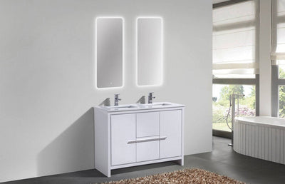 Kube Bath Dolce 48" Double Sink Floor Mount Bathroom Vanity With White Quartz Countertop With 2 Doors And 2 Drawers AD648D - Renoz
