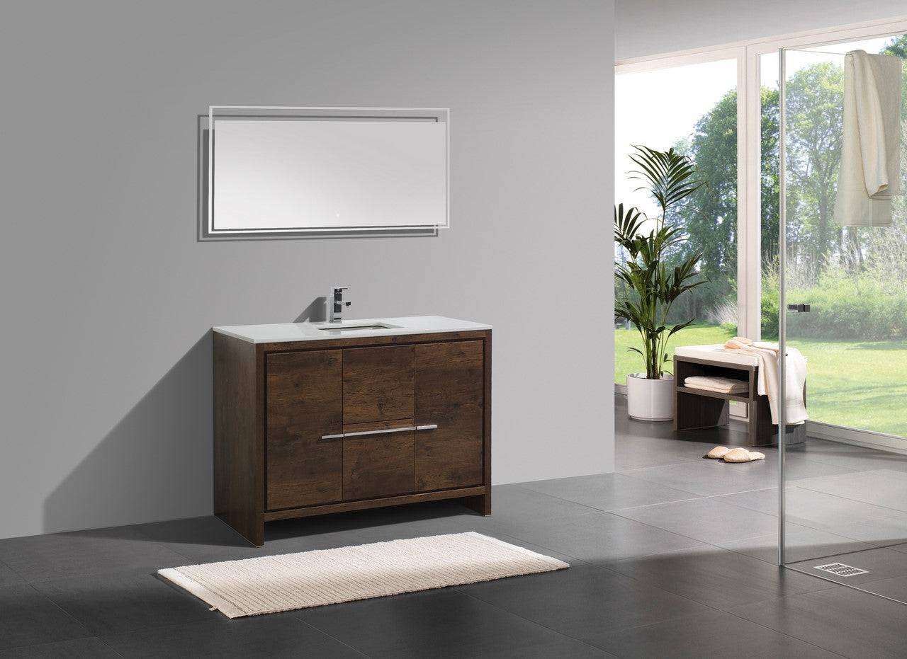 Kube Bath Dolce 48" Single Sink Floor Mount Bathroom Vanity With White Quartz Countertop With 2 Doors And 2 Drawers  AD648S - Renoz