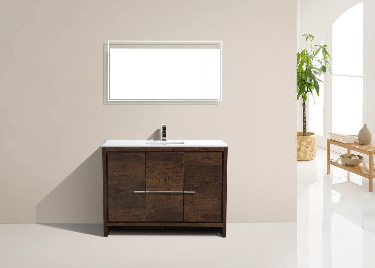 Kube Bath Dolce 48" Single Sink Floor Mount Bathroom Vanity With White Quartz Countertop With 2 Doors And 2 Drawers  AD648S - Renoz
