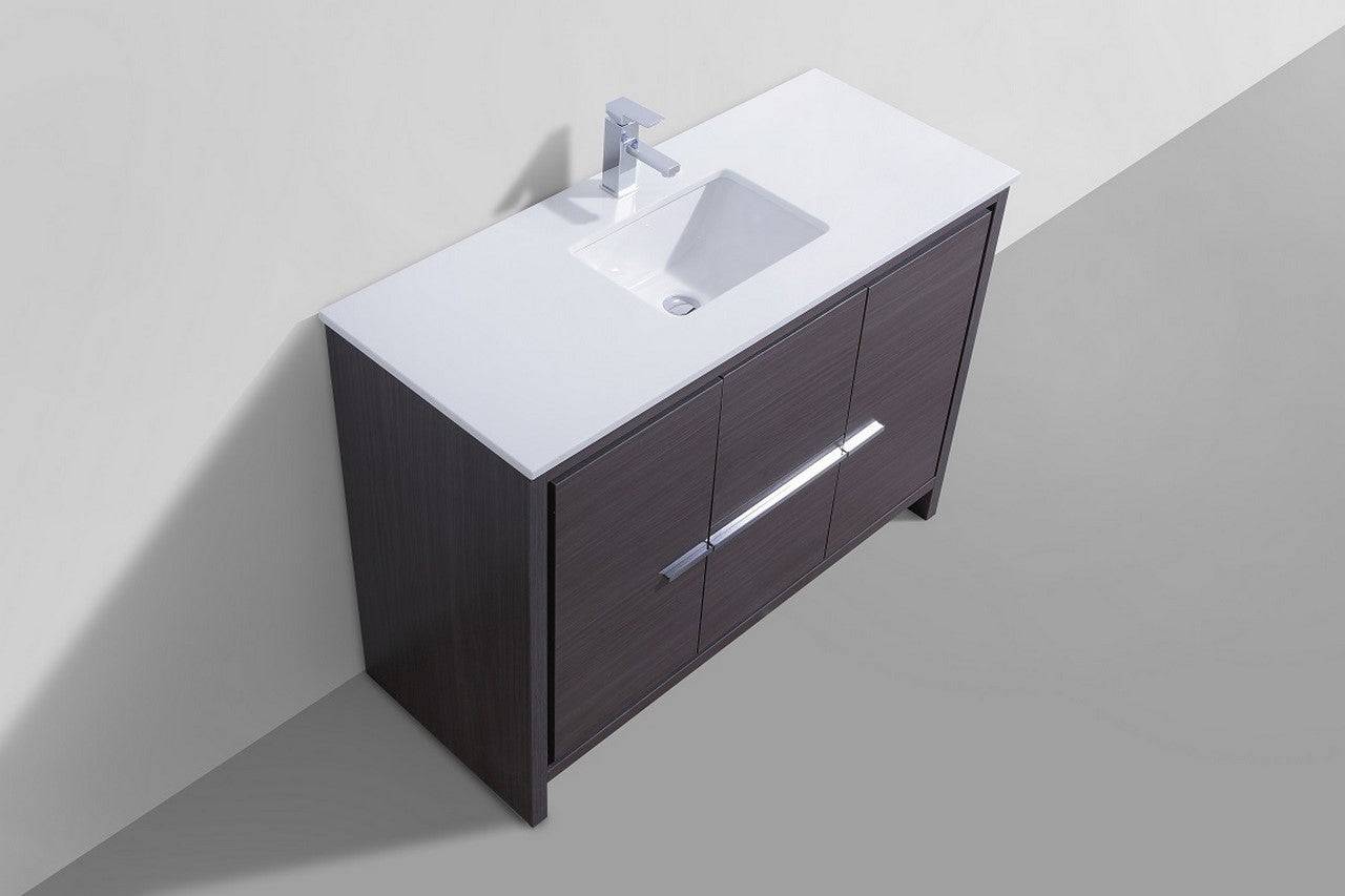 Kube Bath Dolce 48" Single Sink Floor Mount Bathroom Vanity With White Quartz Countertop With 2 Doors And 2 Drawers  AD648S