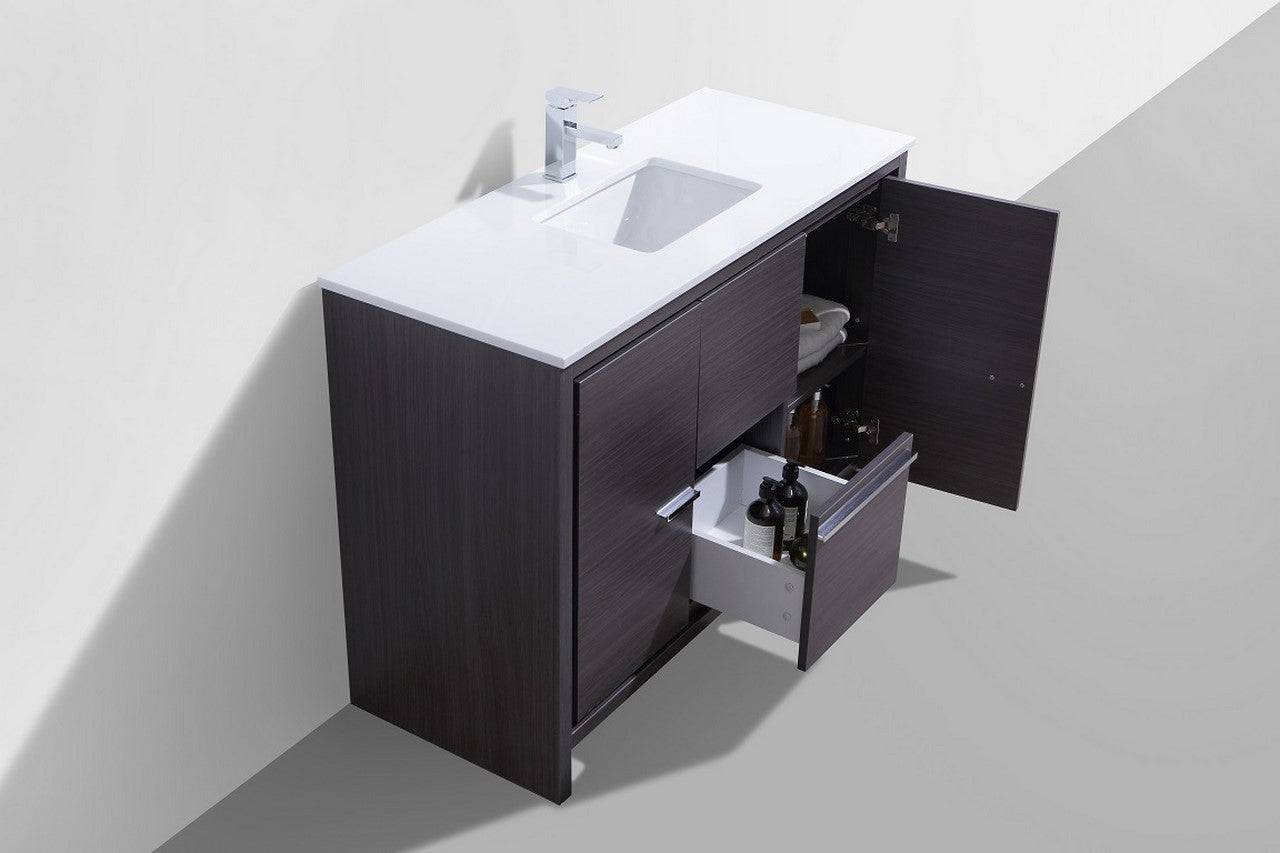 Kube Bath Dolce 48" Single Sink Floor Mount Bathroom Vanity With White Quartz Countertop With 2 Doors And 2 Drawers  AD648S