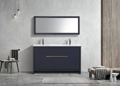 Kube Bath Dolce 60" Double Sink Floor Mount Bathroom Vanity With White Quartz Countertop With 2 Doors And 3 Drawers AD660D - Renoz