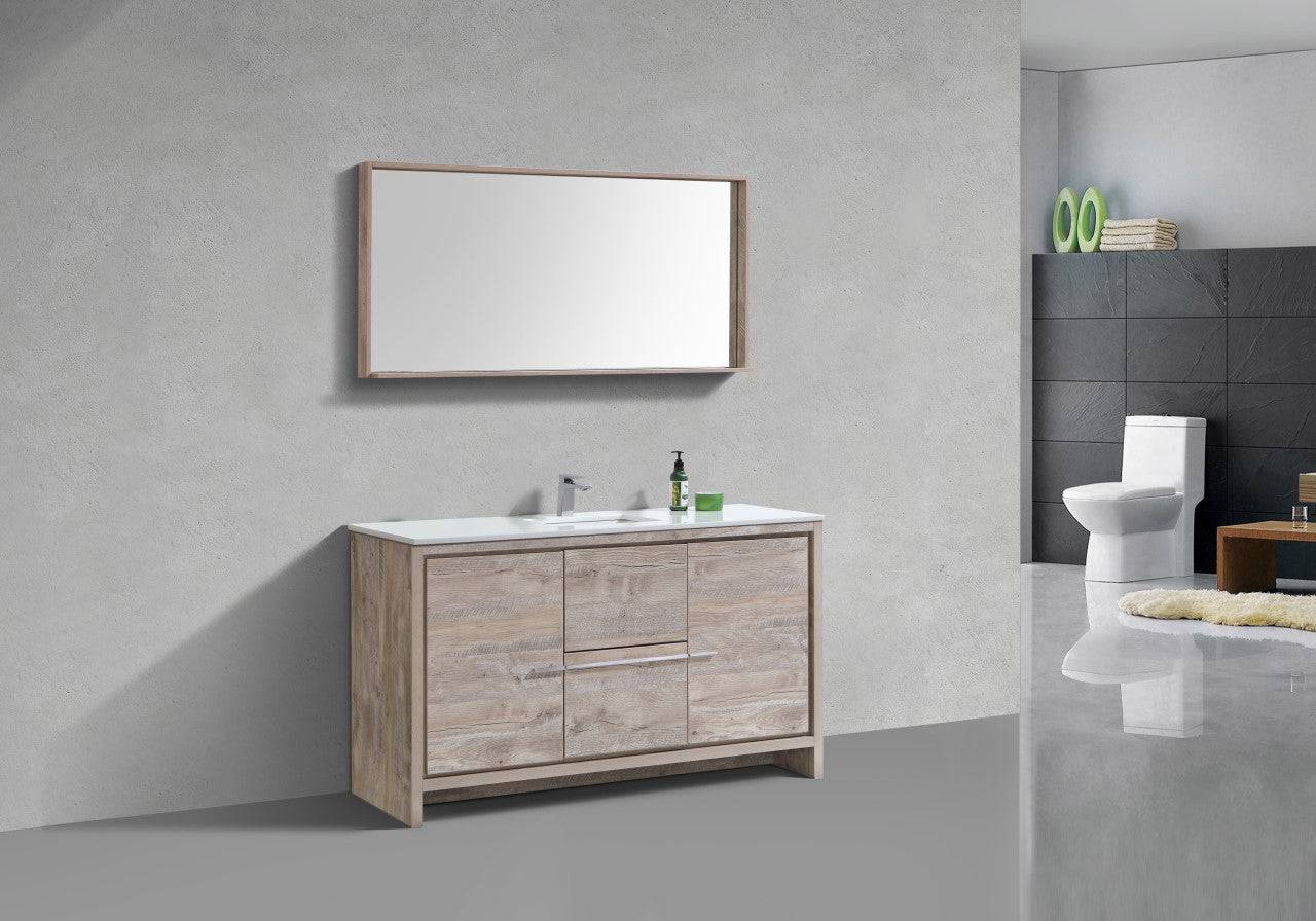 Kube Bath Dolce 60" Single Sink Floor Mount Bathroom Vanity With White Quartz Countertop With 2 Doors And 2 Drawers AD660S - Renoz