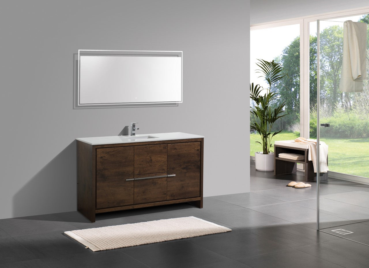 Kube Bath Dolce 60" Single Sink Floor Mount Bathroom Vanity With White Quartz Countertop With 2 Doors And 2 Drawers AD660S - Renoz