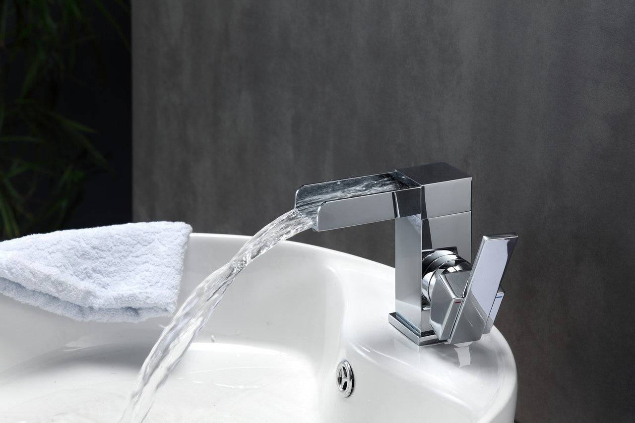 Kube Bath Aqua Fontana Single Lever Waterfall Faucet Chrome - Renoz