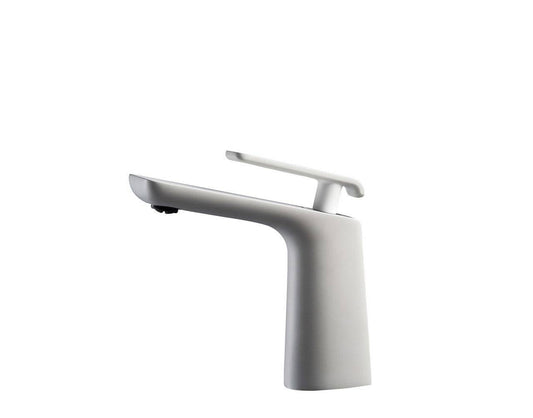 Kube Bath Aqua Adatto 7" Single Lever Bathroom Faucet – Matte White and Chrome - Renoz