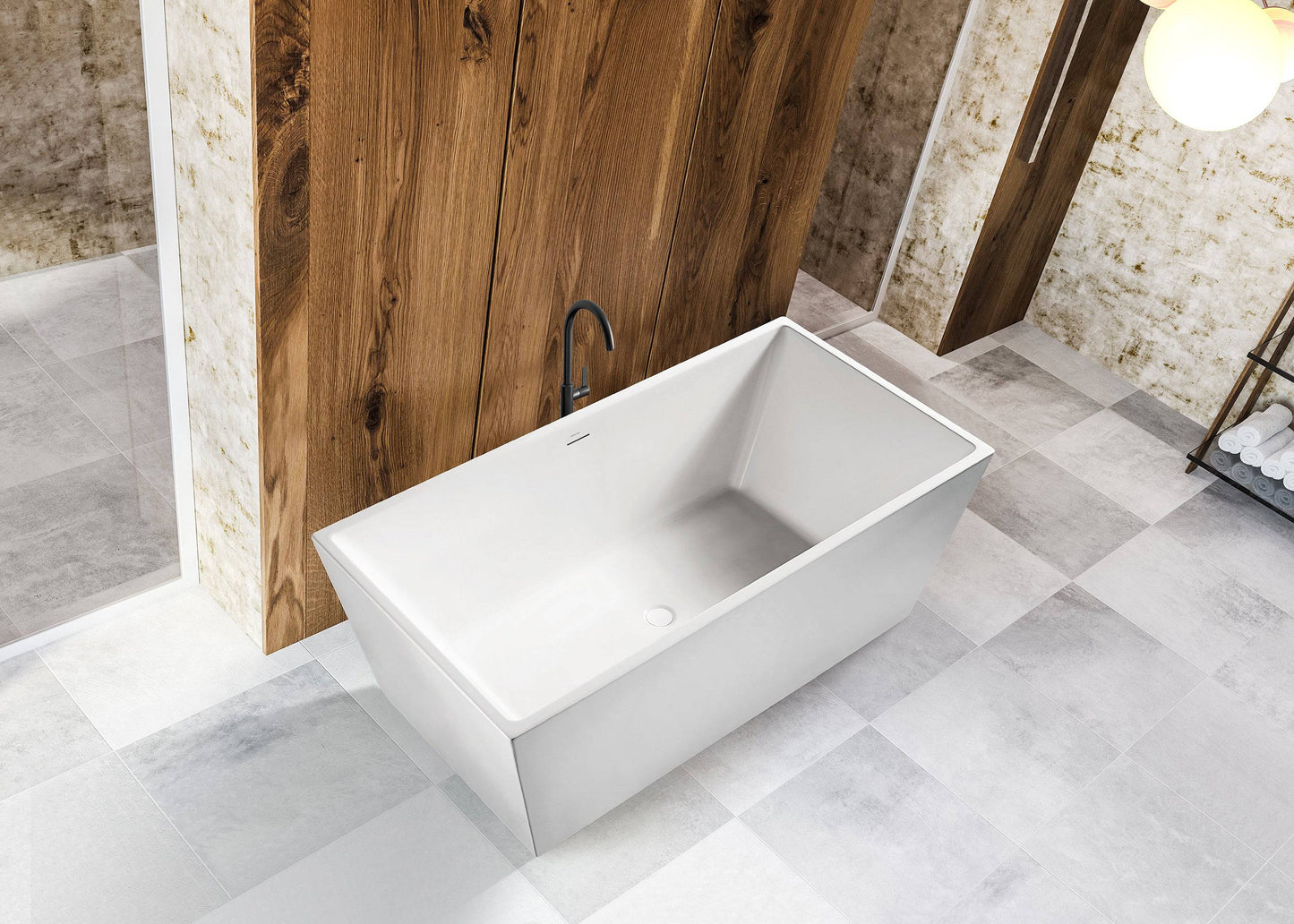 Bagno Italia Amazon 63" x 32" x 24" Glossy White One Piece Freestanding Bathtub AM123160 - Renoz