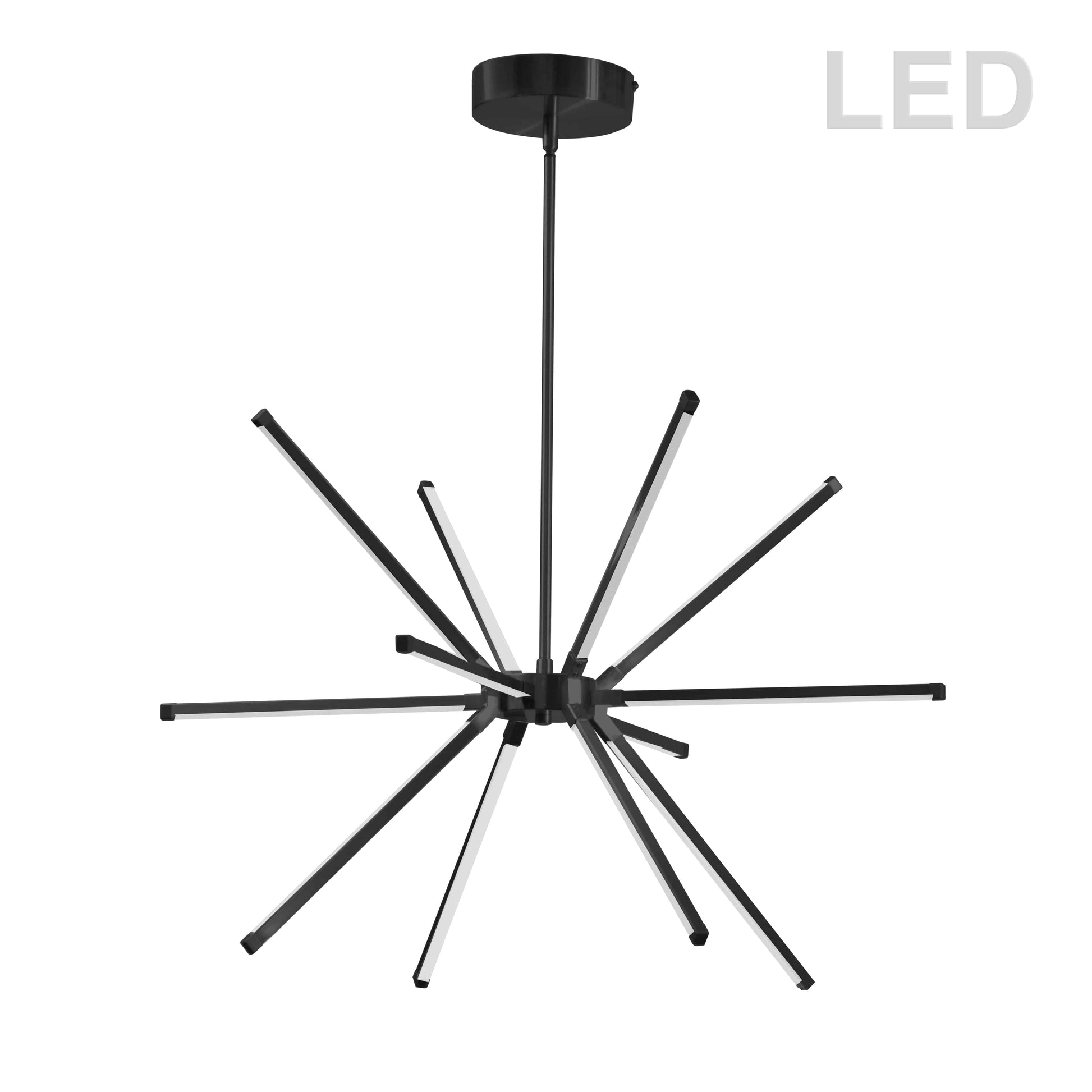 Dainolite 32W LED Chandelier Matte Black with White Acrylic Diffuser - Renoz