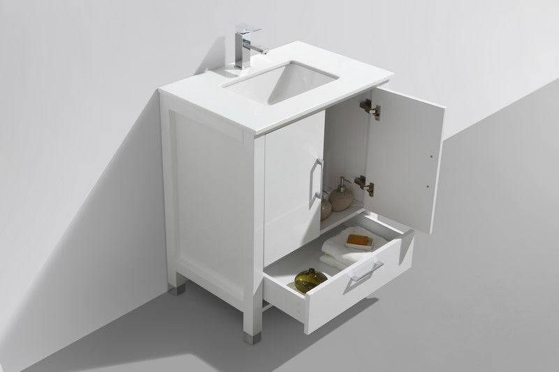 Kube Bath Anziano Bathroom Vanity With White Quartz Countertop and Undermount Sink