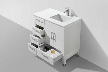 Kube Bath Anziano Bathroom Vanity With White Quartz Countertop and Undermount Sink - Renoz