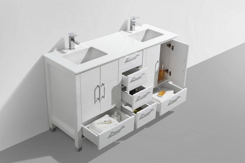 Kube Bath Anziano Bathroom Vanity With White Quartz Countertop and Undermount Sink