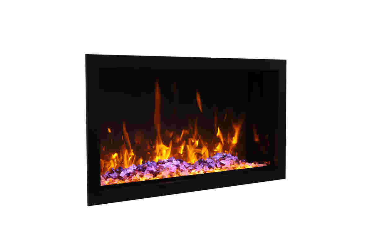 Amantii BI-XX-DEEP-XT – Indoor or Outdoor Built-in Only Electric Fireplace With Black Steel Surround