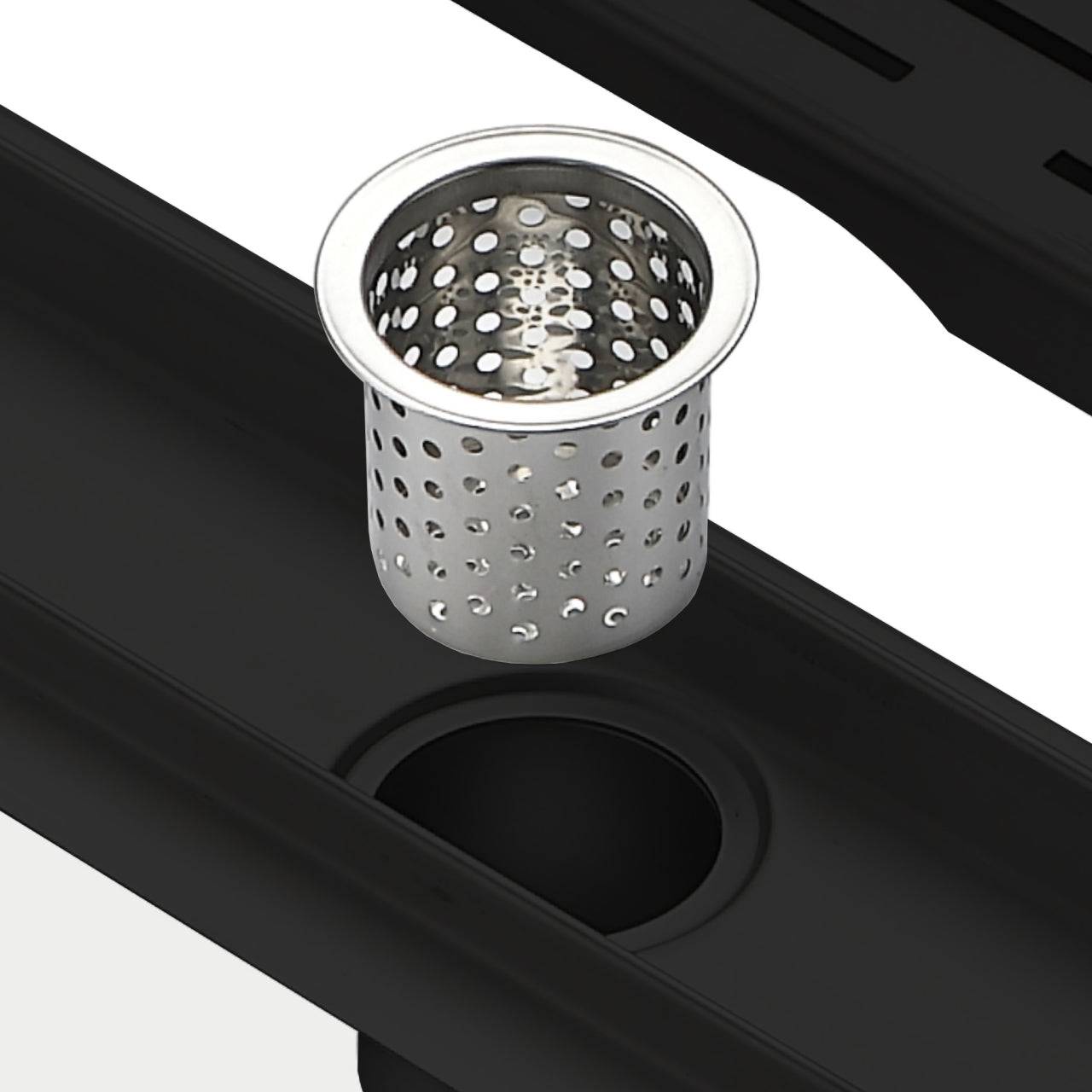 Kube Bath 28" Stainless Steel Pixel Grate Shower Drain – Matte Black - Renoz
