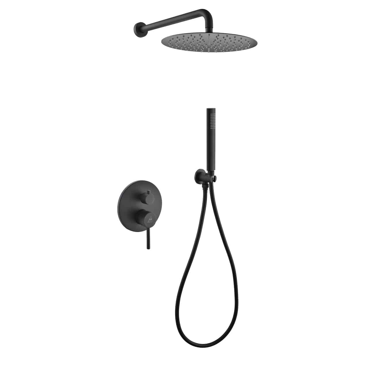 Kube Bath Aqua Rondo Black Shower Set With 12" Rain Shower and Handheld - Renoz