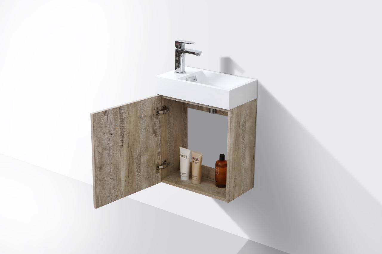 Kube Bath Bliss 18" Wall Mount / Wall Hung Bathroom Vanity With 1 Door - Renoz