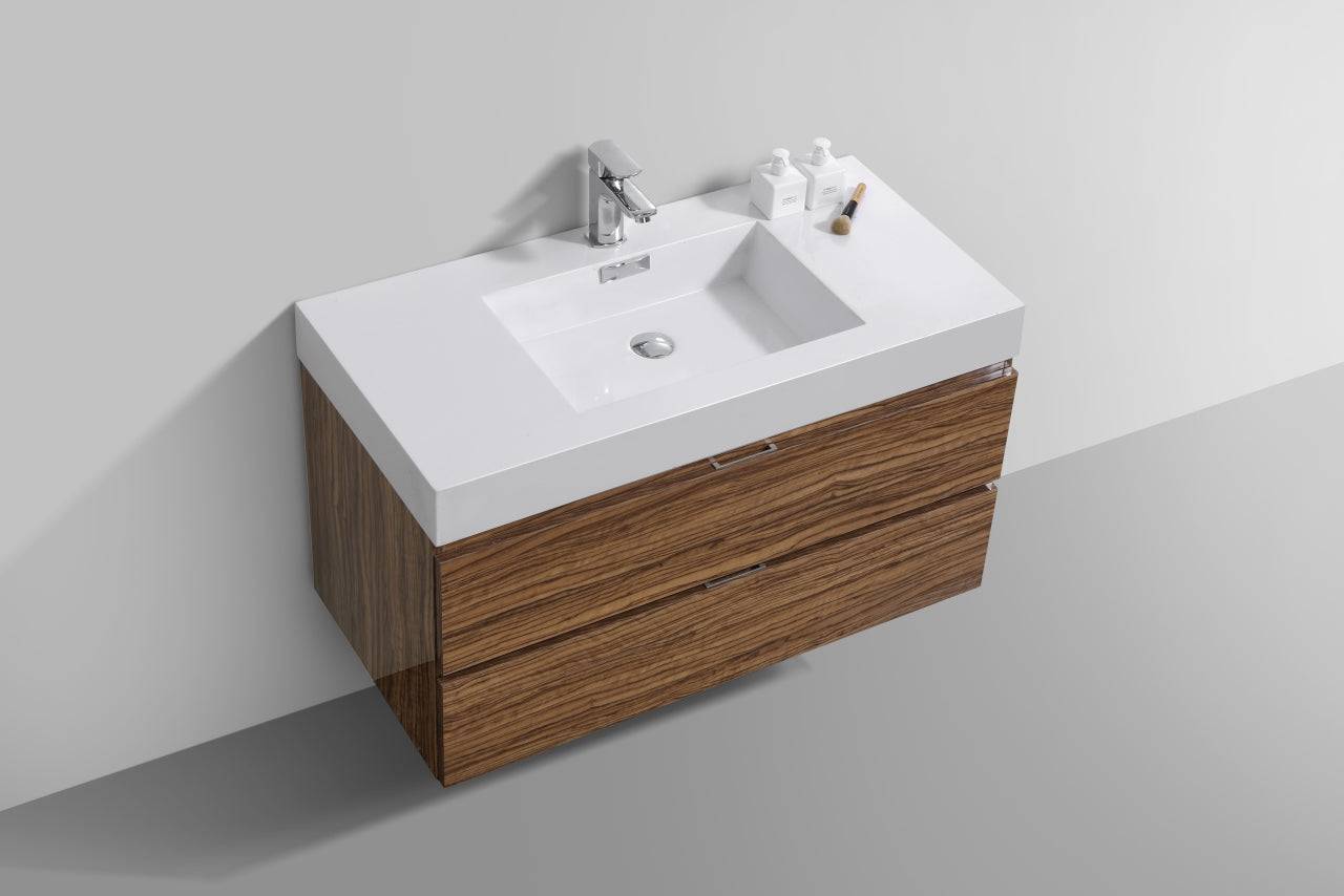 Kube Bath Bliss 40" Wall Mount / Wall Hung Modern Bathroom Vanity With 2 Drawers Acrylic Countertop - Renoz