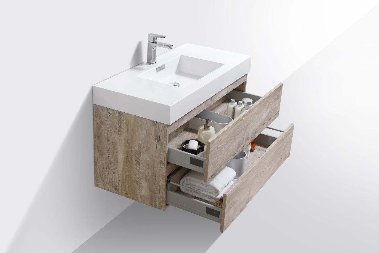 Kube Bath Bliss 40" Wall Mount / Wall Hung Modern Bathroom Vanity With 2 Drawers Acrylic Countertop - Renoz