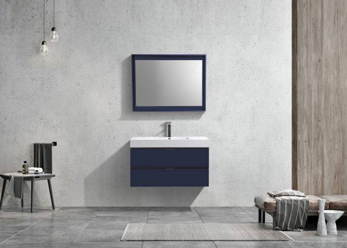Kube Bath Bliss 40" Wall Mount / Wall Hung Modern Bathroom Vanity With 2 Drawers Acrylic Countertop - Renoz