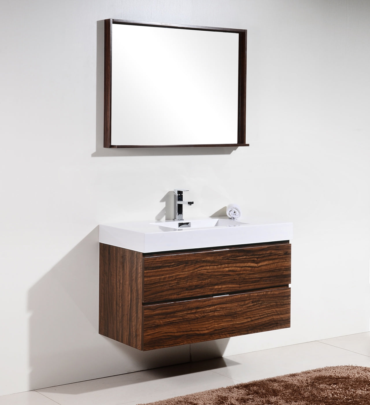 Kube Bath Bliss 40" Wall Mount / Wall Hung Modern Bathroom Vanity With 2 Drawers Acrylic Countertop