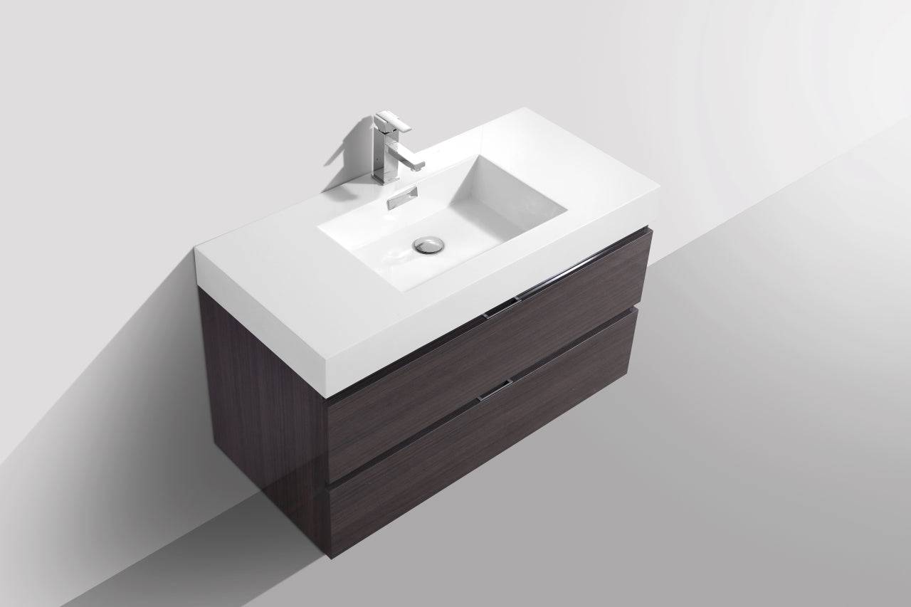 Kube Bath Bliss 40" Wall Mount / Wall Hung Modern Bathroom Vanity With 2 Drawers Acrylic Countertop - Renoz