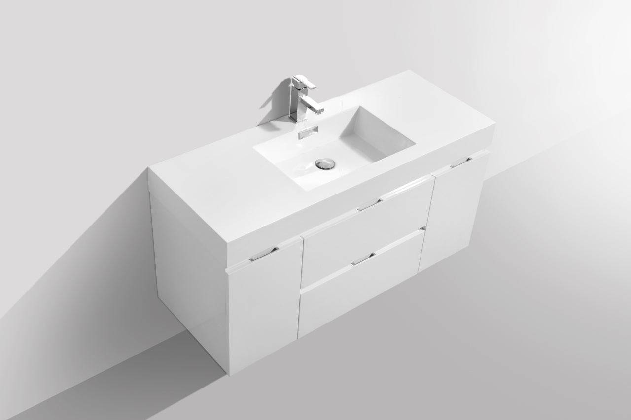 Kube Bath Bliss 48" Wall Mount / Wall Hung Modern Bathroom Vanity With 2 Drawers And 2 Doors Acrylic Countertop - Renoz