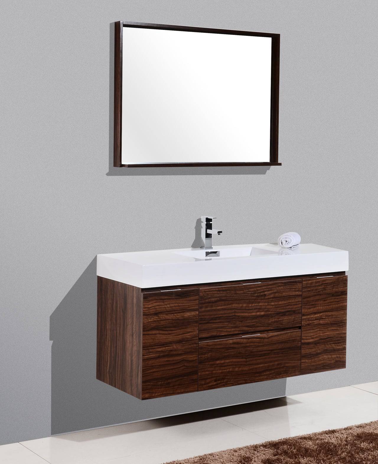 Kube Bath Bliss 48" Wall Mount / Wall Hung Modern Bathroom Vanity With 2 Drawers And 2 Doors Acrylic Countertop - Renoz