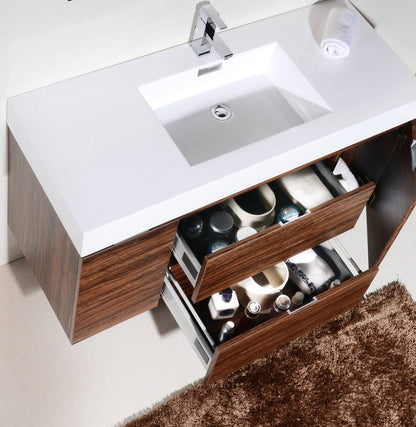 Kube Bath Bliss 48" Wall Mount / Wall Hung Modern Bathroom Vanity With 2 Drawers And 2 Doors Acrylic Countertop - Renoz