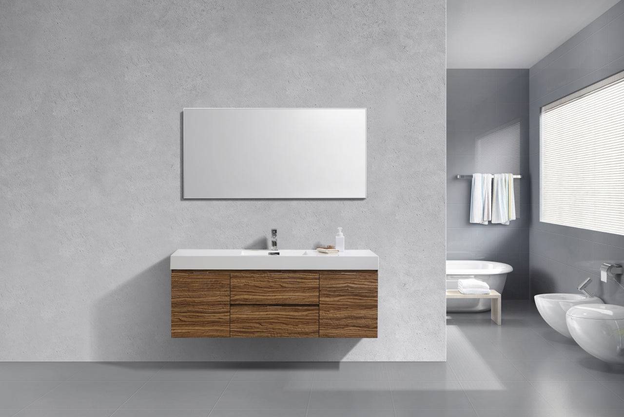 Kube Bath Bliss 60" Wall Mount / Wall Hung Modern Single Sink Bathroom Vanity With 2 Drawers And 2 Doors Acrylic Countertop - Renoz