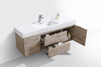 Kube Bath Bliss 60" Wall Mount / Wall Hung Modern Single Sink Bathroom Vanity With 2 Drawers And 2 Doors Acrylic Countertop - Renoz