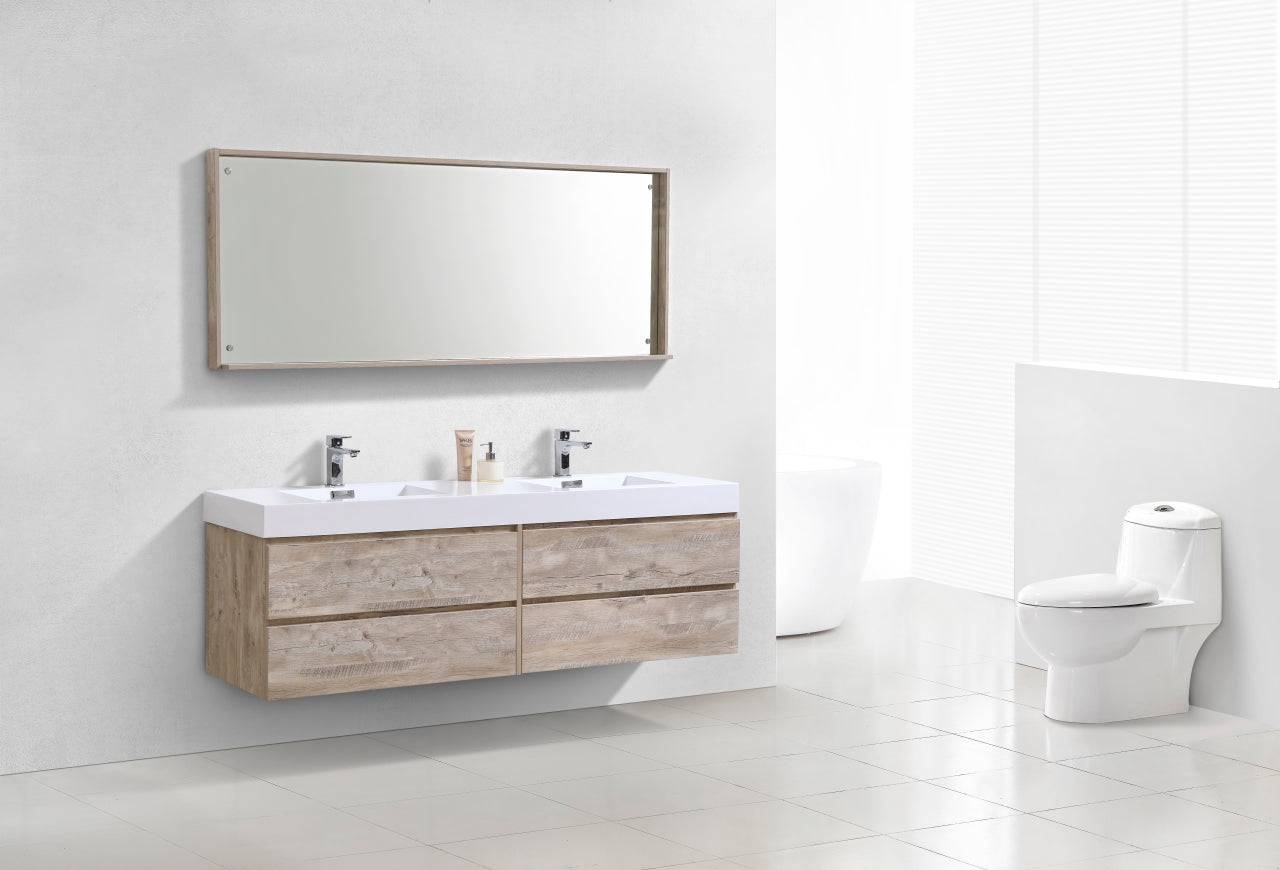 Kube Bath Bliss 72" Wall Mount / Wall Hung Modern Double Sink Bathroom Vanity With 4 Drawers Acrylic Countertop - Renoz