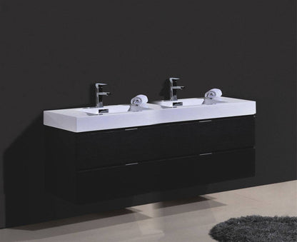 Kube Bath Bliss 80" Wall Mount / Wall Hung Modern Double Sink Bathroom Vanity With 4 Drawers Acrylic Countertop - Renoz