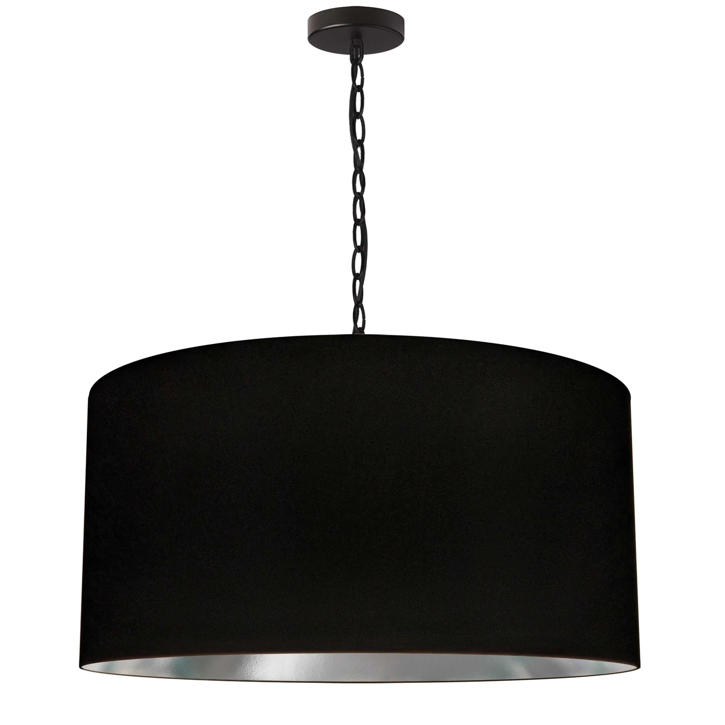 Dainolite Grand luminaire suspendu Braxton noir à 1 lumière avec abat-jour noir/argenté